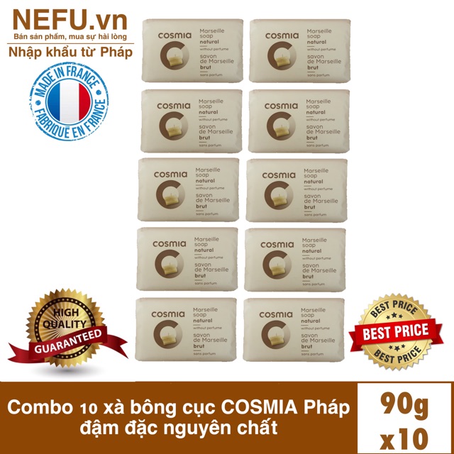 [NEFU] Combo 3 xà bông cục COSMIA Pháp nguyên chất siêu cô đặc siêu tiết kiệm Xà phòng