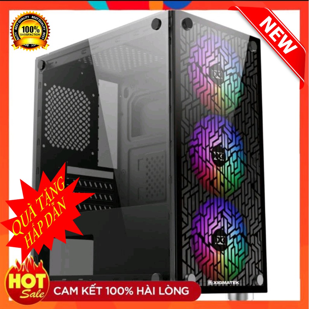 Vỏ Case Xigmatek NYX cesar Kèm 3 Fan LED 5 Màu M-ATX, 2 mặt kính cường lực 3 quạt tản nhiệt +ốc vít