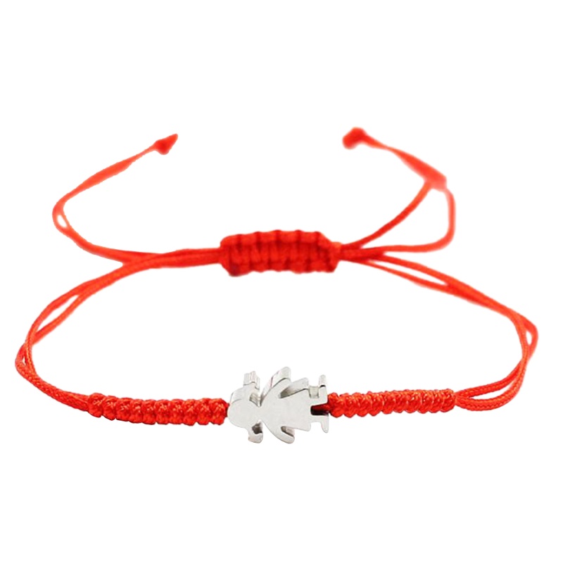 Vòng Tay Bện Dây Đỏ May Mắn Bằng Thép Không Gỉ Dễ Thương Cho Bạn Gái