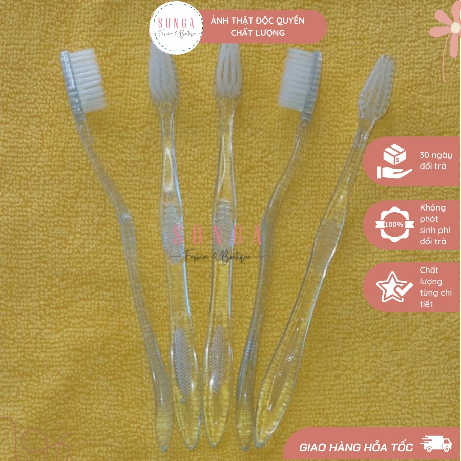 Bàn chải du lịch, sử dụng một lần,đi phượt, cước chỉ tơ,combo 5 cây/1 bịch-SongA