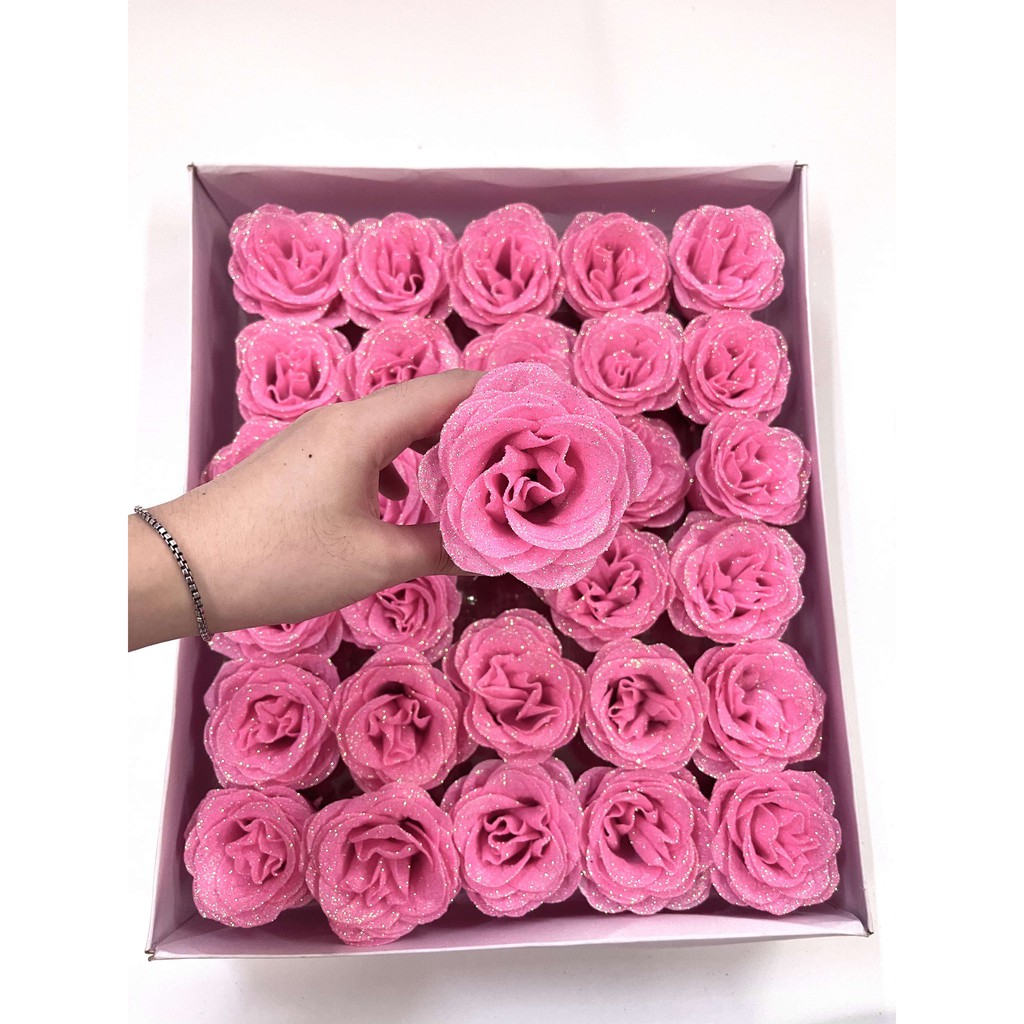 Hoa Hồng Sáp Nhũ Kim Tuyến Sỉ Hộp 30 Bông - Hoa Sáp Nhà Bơ
