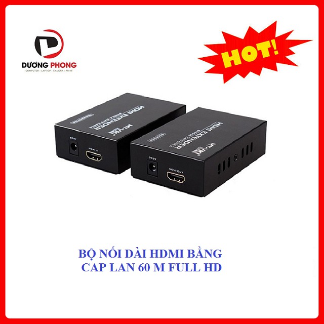 Bộ nối dài HDMI bằng cáp Lan 60m - Chính hãng