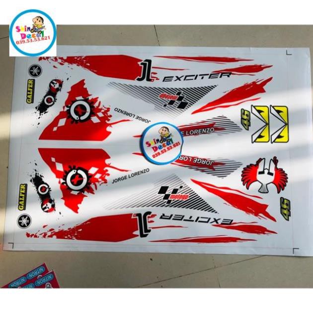 Tem rời ex 150 trắng đỏ dán xe trắng