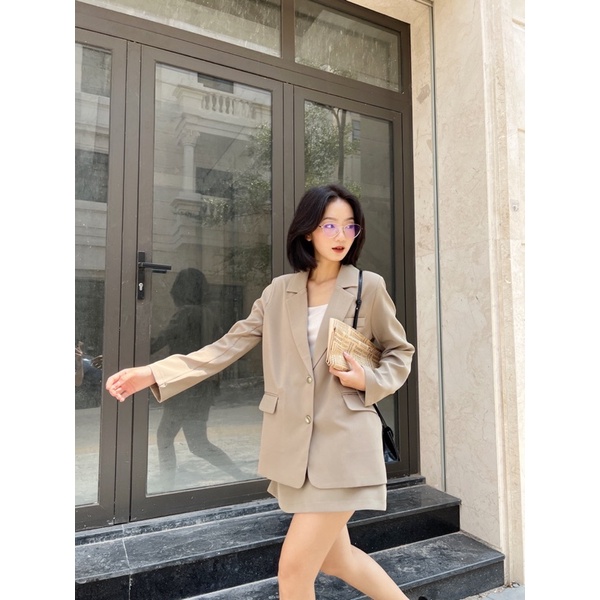 Áo Vest nữ oversize tay dài có lót lụa basic cao cấp nhiều màu - Joella Blazer - Tyribee Clothing