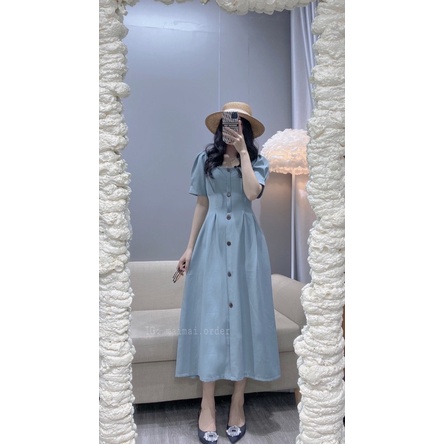 VÁY CỔ VUÔNG BO EO