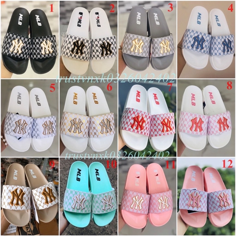 Dép unisex ❤️FREESHIP❤️ dép M.L.B ny bóng chày  ngang thể thao nữ Thêu NY-NY nỗi nhiều màu xịn gv