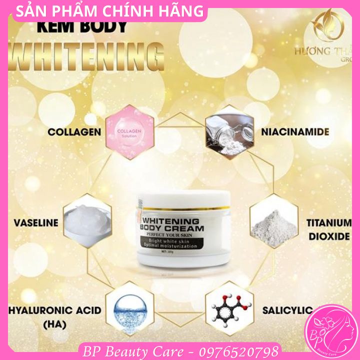 Kem dưỡng trắng, cấp ẩm toàn thân Detox White Whitening Body Cream 200gr Hương Thảo