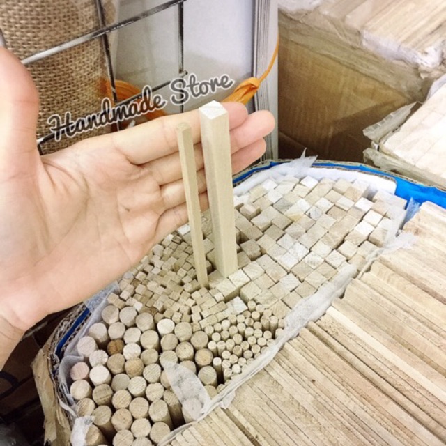 Thanh Gỗ Vuông - Tròn - Tam Giác (Dài 25Cm)