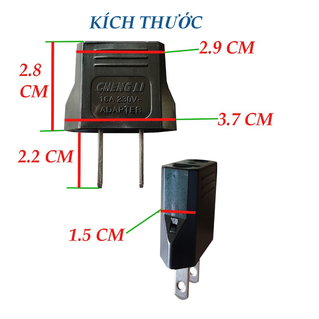 Phích cắm chuyển đổi chân cắm từ dẹp ra tròn ( PA2 ) hoặc từ tròn ra dẹp ( PA1 ) Chengli