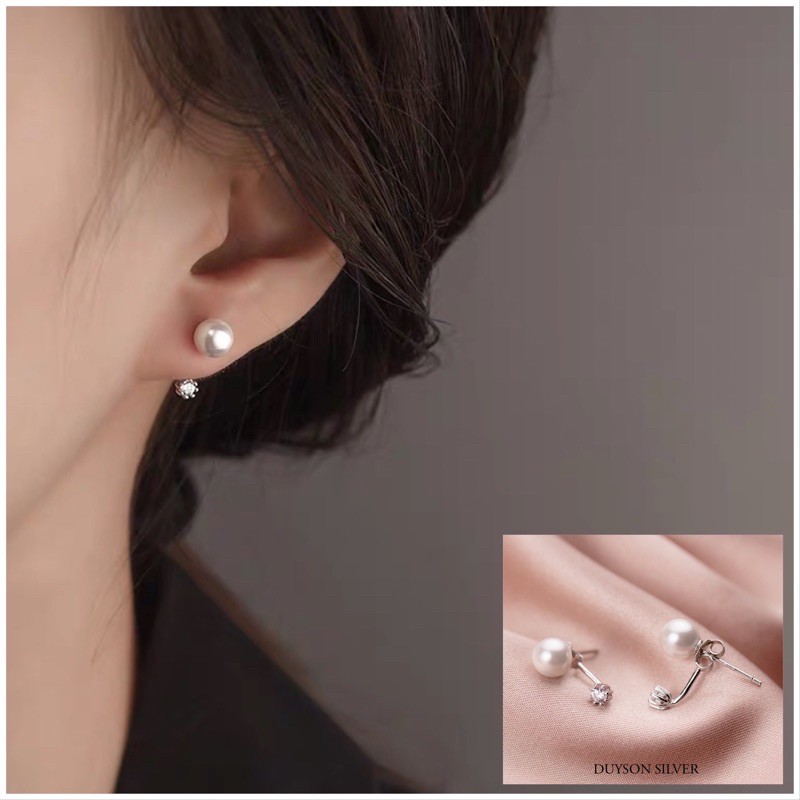 Khuyên tai bạc nữ trai nhân tạo phong cách hàn quốc nữ tính DUYSON SILVER (Giá bán/1 đôi)  [KNKX20]