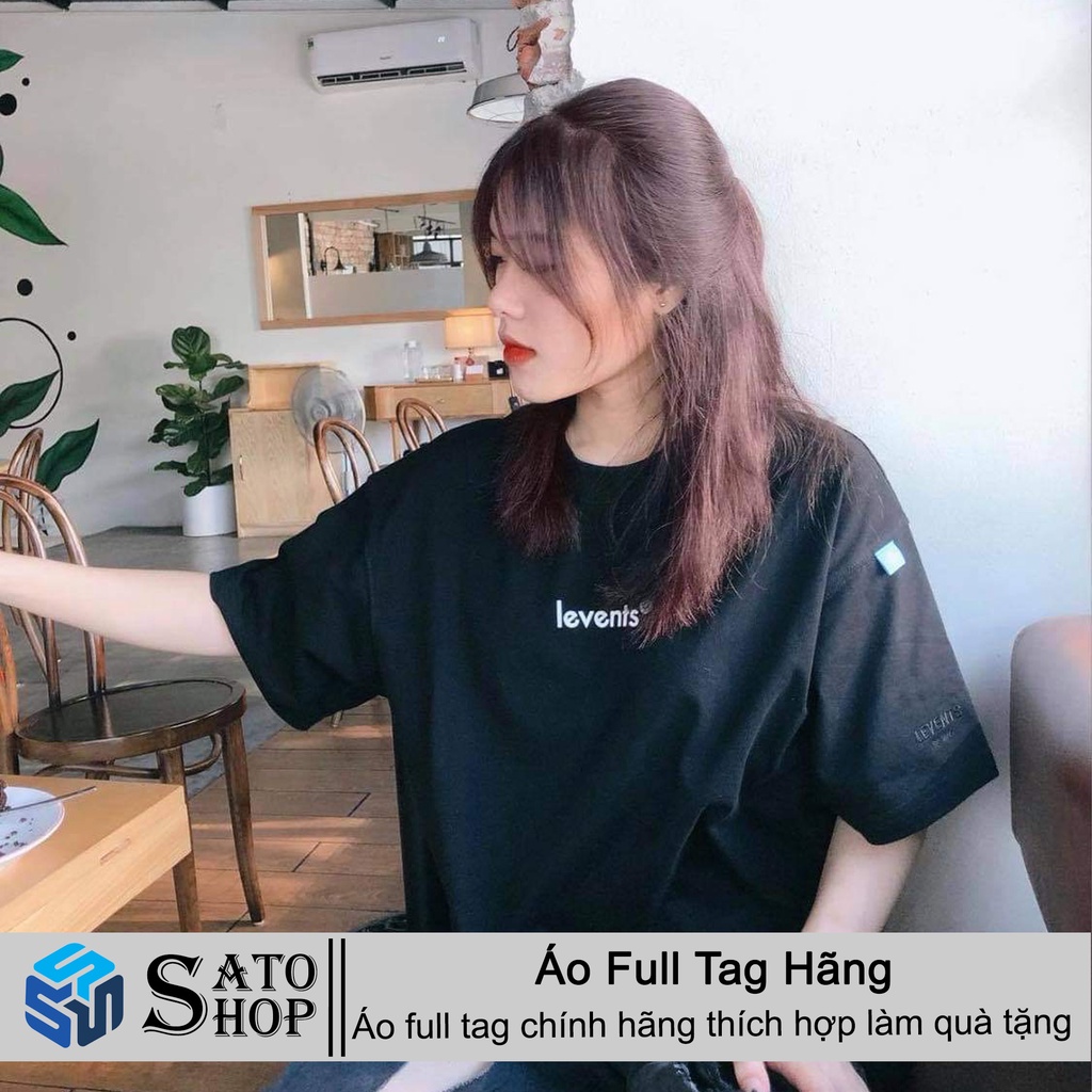 Áo Thun Local Brand Levents BLACK WHITE Màu Đen , Phông Levents Tay Lỡ Form Rộng Nam Nữ Unisex Full Tag SATO SHOP