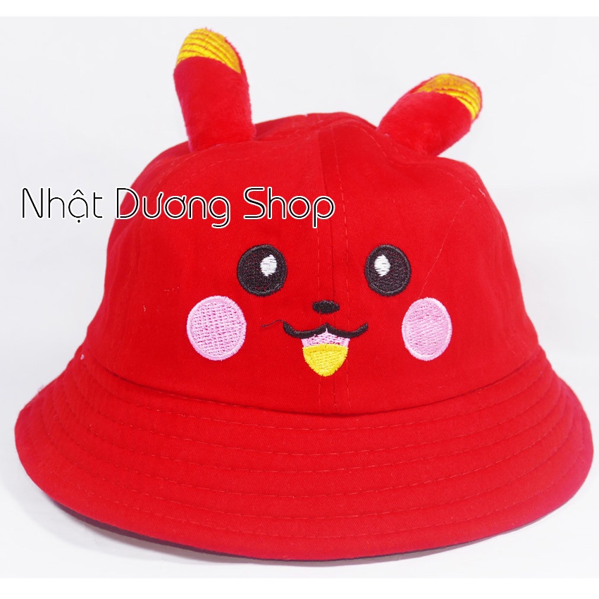Mũ rộng vành trẻ em hình Pikachu dễ thương - Vàng, Đỏ, Kem, Hồng chất liệu vải nhung cao cấp rất đẹp cho bé