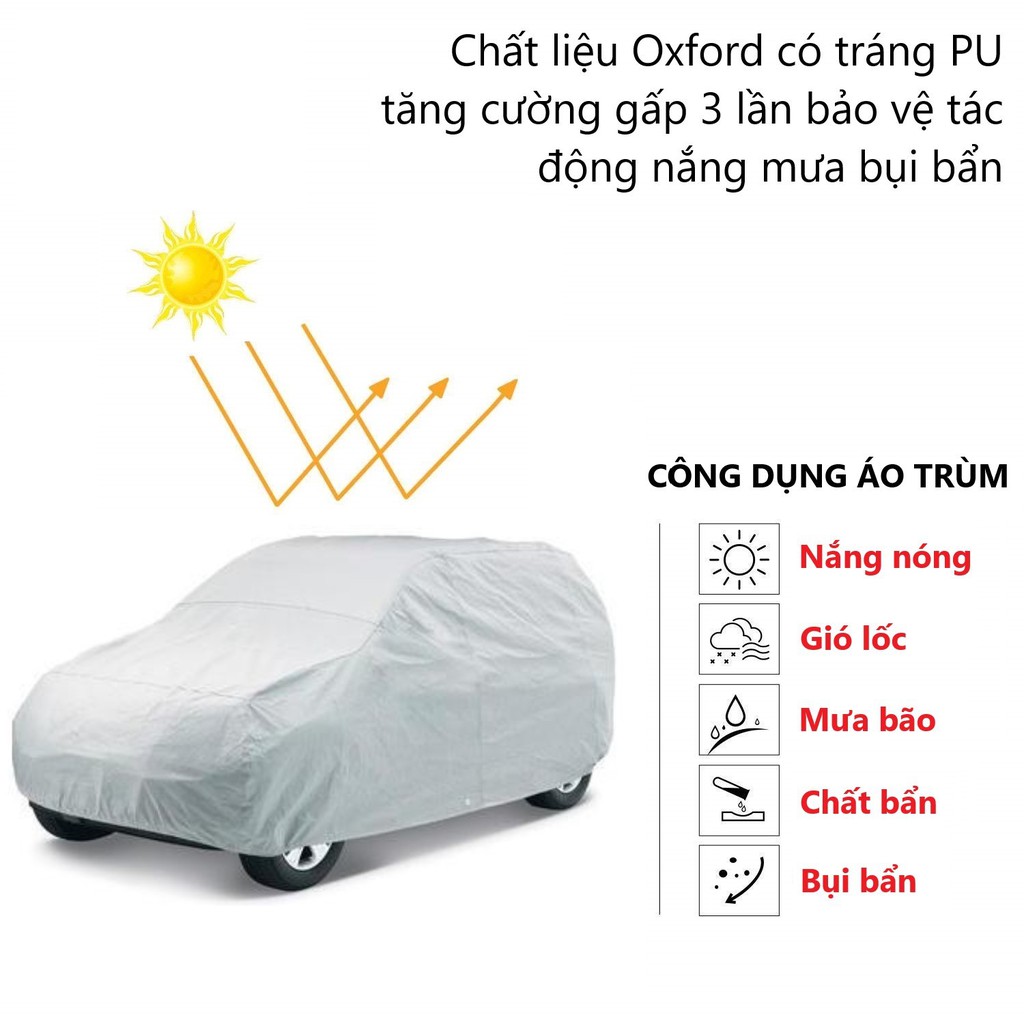 Bạt phủ, áo trùm xe Ô Tô vải OxFord chống thấm chống cháy cao cấp