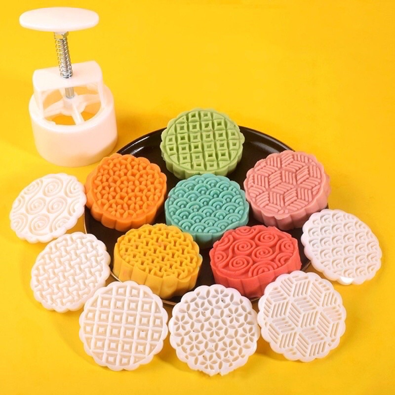 Khuôn trung thu lò xo 6 mặt vân mây tròn