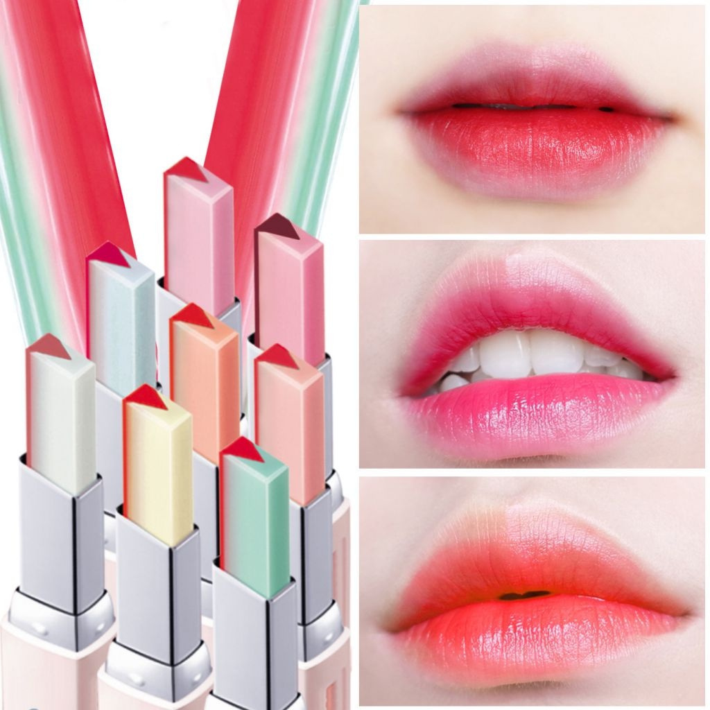 8 Color Gradient Color Lipstick V Cutting Two Tone Tint Silky Moisturzing Nourishing Lipsticks Balm Lip Cosmetic