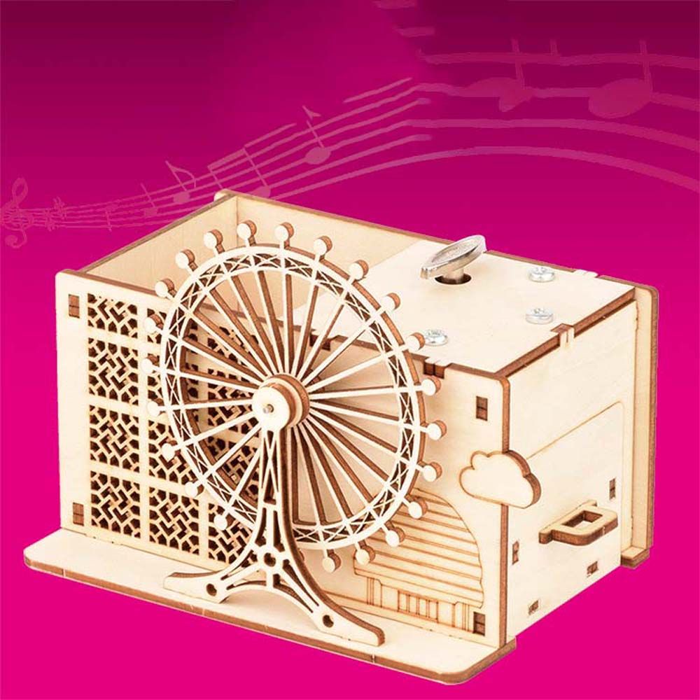 Bộ đồ chơi lắp ráp mô hình hộp nhạc kiêm ống đựng bút 3D bằng gỗ dùng làm quà tặng cho bé