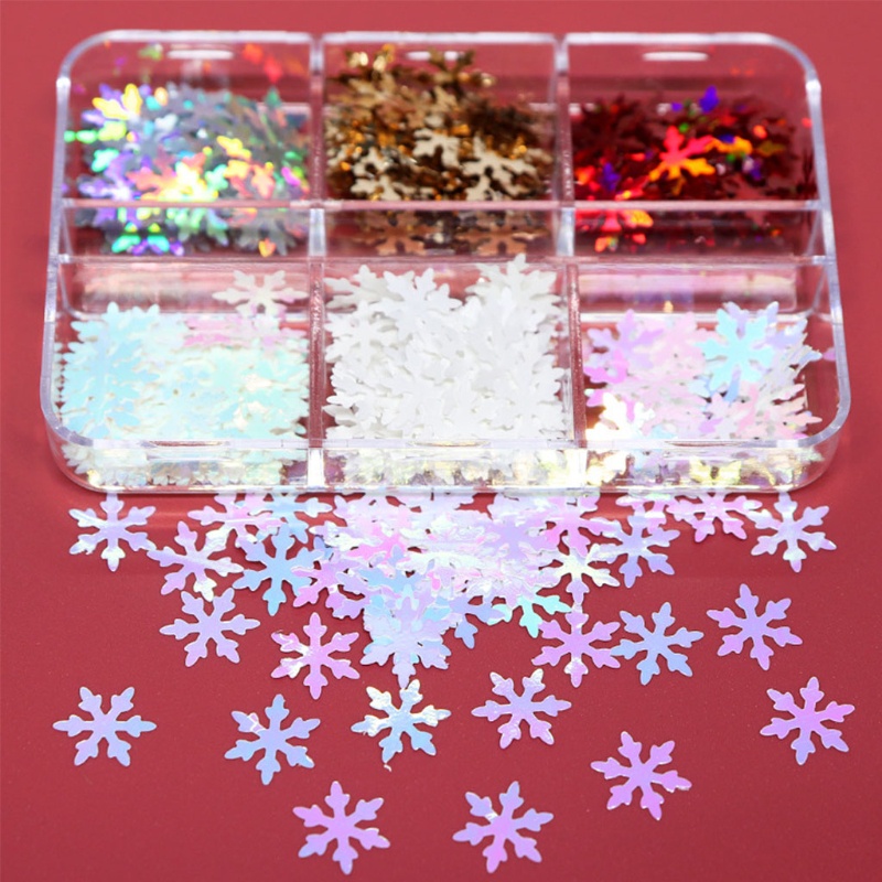 Hộp Sequin Hình Bông Tuyết / Ngôi Sao Lấp Lánh Trang Trí Móng Nghệ Thuật YOUYO