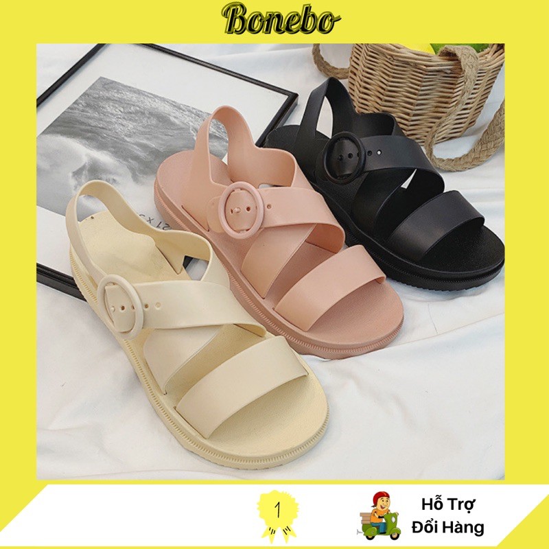 Giày Sandal Nữ Nhựa Dẻo Đi Mưa Kapu (Đen, Hồng, Kem) - M800