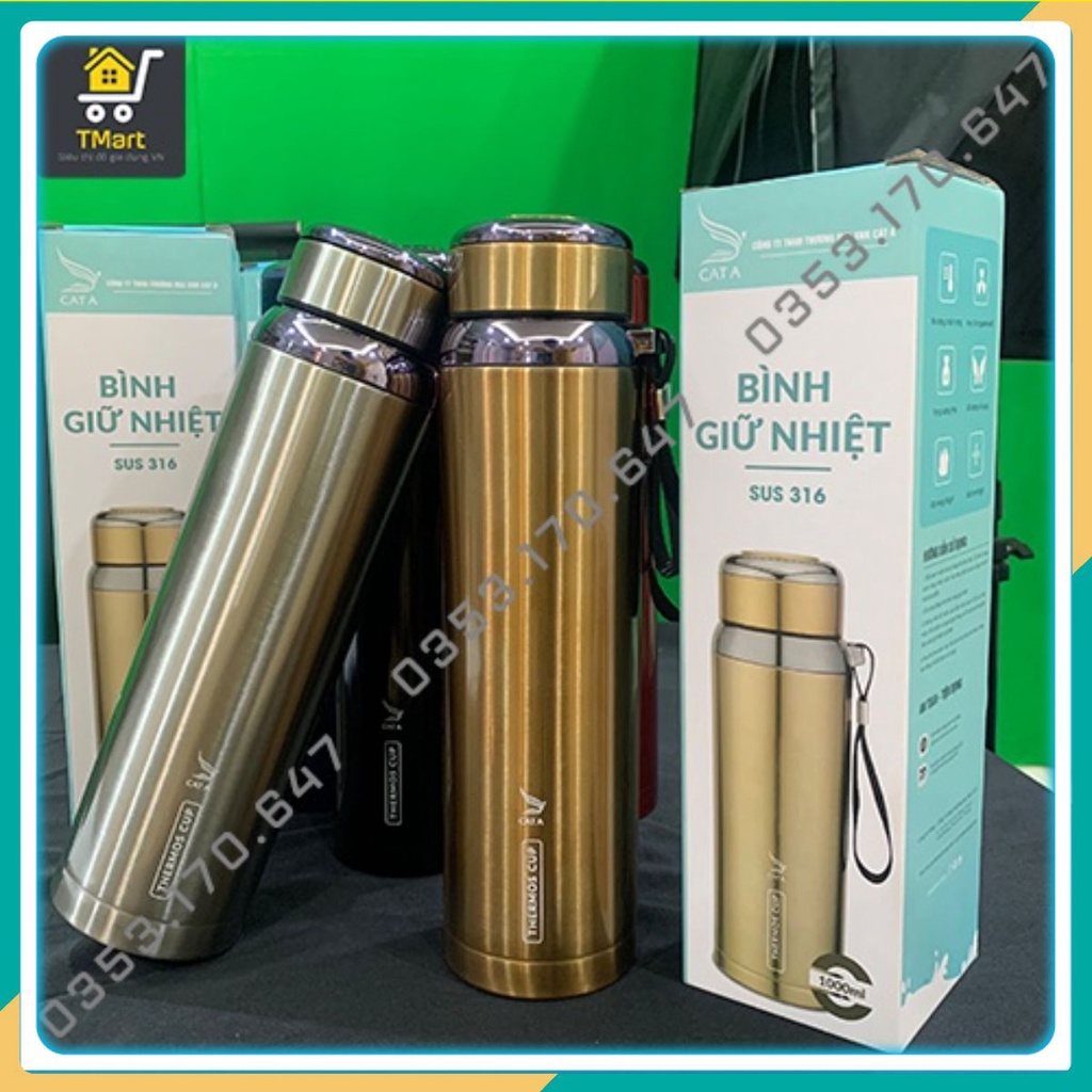 Bình Giữ Nhiệt Giữ Nóng Lạnh 24h CAO CẤP Inox 316 | Bình Nước Giữ Nhiệt, Ly Giữ Nhiệt Thể Thao 1000ml 1lit 1l