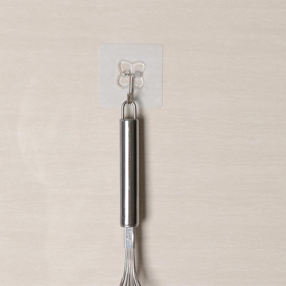 Set 1 / 6 Móc Treo Đồ Dán Tường Trong Suốt Chống Nước Cho Nhà Bếp Và Phòng Khách