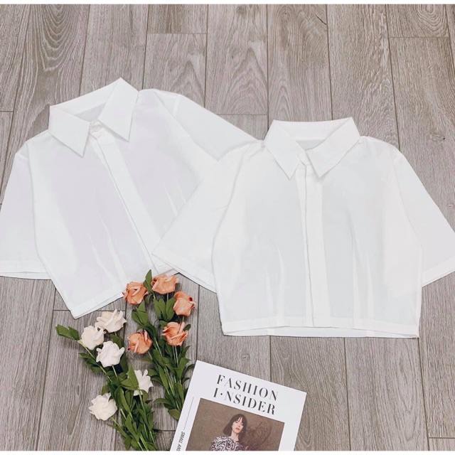 Áo sơ mi trắng croptop