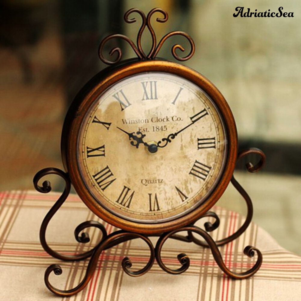 Đồng Hồ Sắt Để Bàn Phong Cách Vintage Trang Trí Nhà Cửa/Văn Phòng