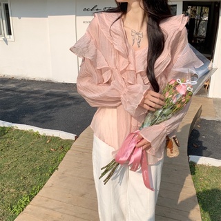 (SẴN) Áo sơ mi tơ nhăn cổ bèo