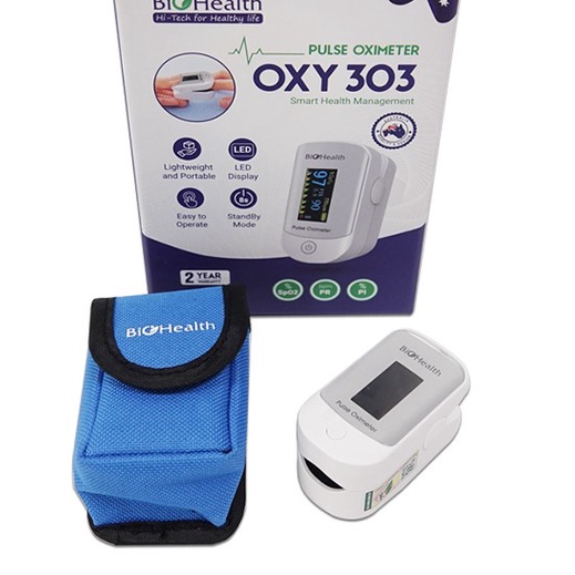 Máy Đo Nồng Độ Oxy Trong Máu SPO2 biohealth oxy 303 australia - BẢO HÀNG 2 NĂM