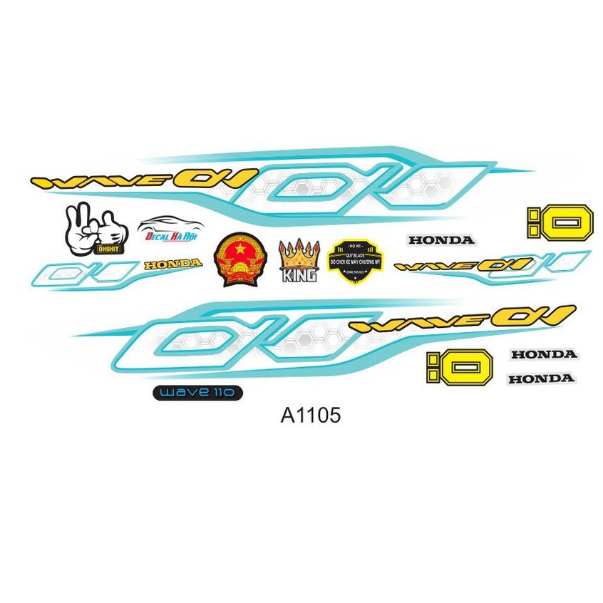 Tem xe máy WAVE ALPHA 110 ( Đời 2017 - 2021 ) Nhiều lựa chọn màu sắc - Tem chế 3 lớp cao cấp