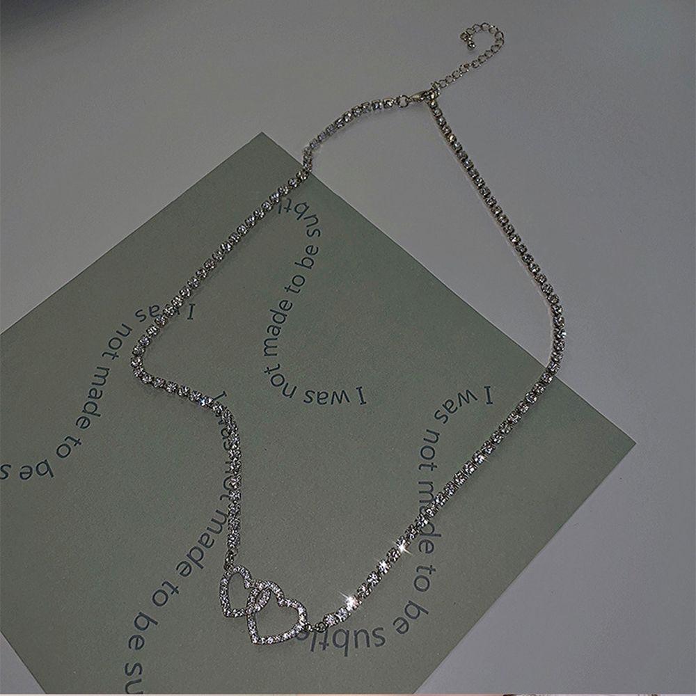 Vòng cổ Choker Mặt Trái Tim Đôi Nhiều Màu Sắc Phong Cách Hàn Quốc Cổ Điển Thời Trang Cho Nữ