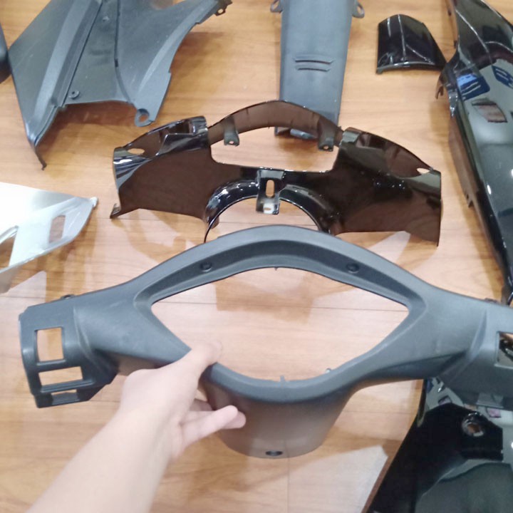 Dàn áo xe Wave RS - wave alpha - wave s100, PHANH CƠ-KHÓA TRÒN nhựa ABS nguyên sinh màu Đen đời 2006-2016