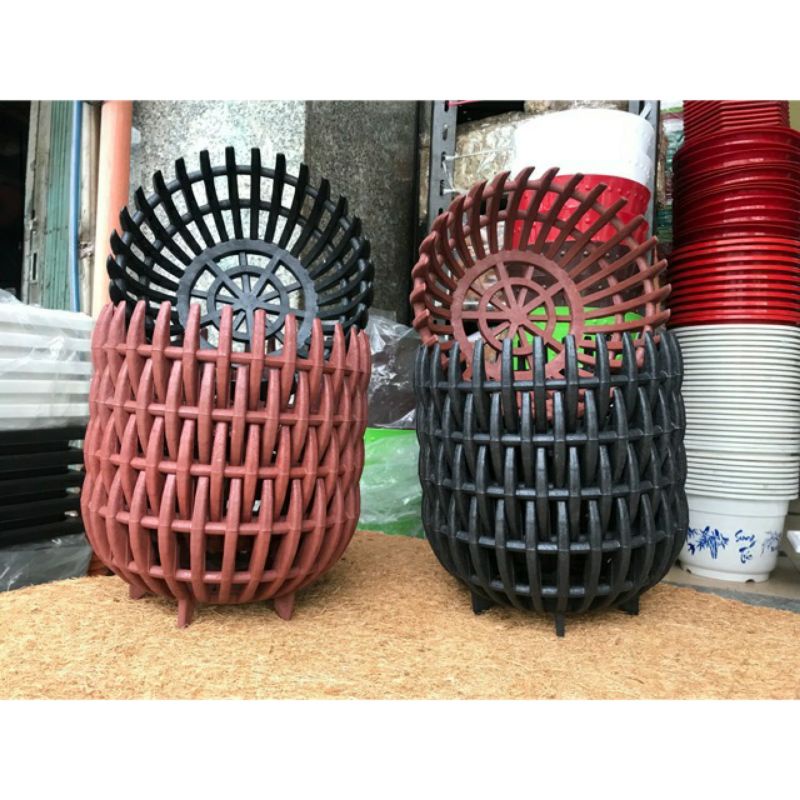 5 cái chậu trồng lan giả gỗ phi 32 kiểu bí siêu dày chắc.