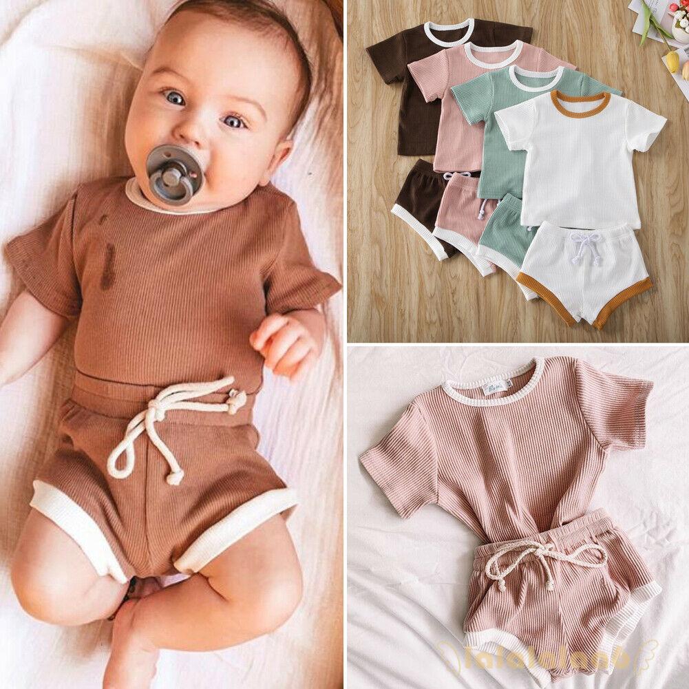 Set áo thun ngắn tay + Quần short đan len cho bé