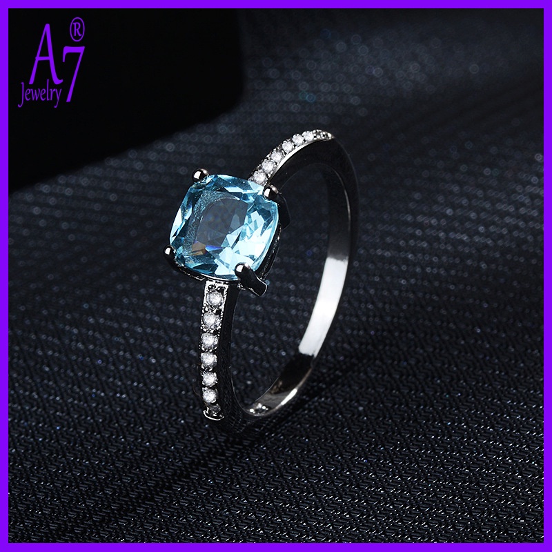 Nhẫn mạ bạc 925 đính đá Topaz sang trọng