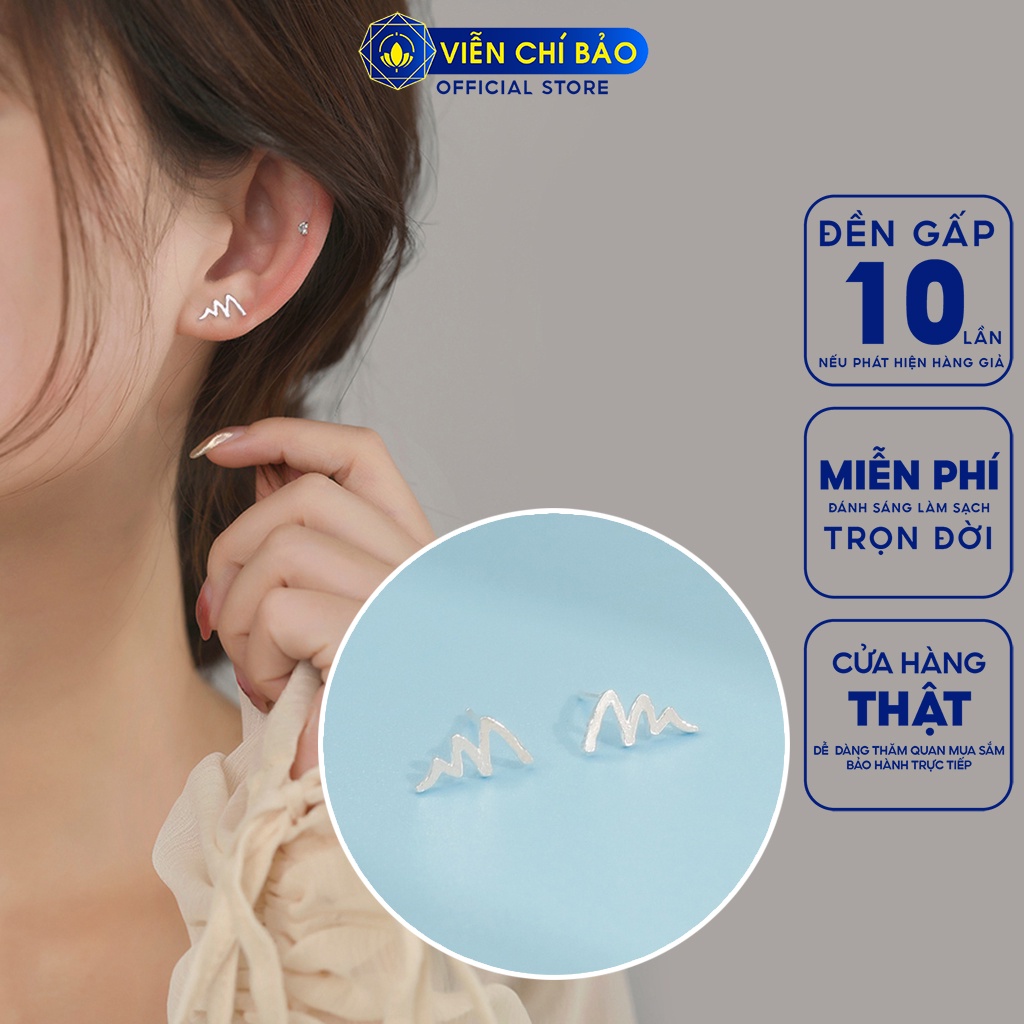 Bông tai sóng chất liệu bạc 925 thời trang phụ kiện trang sức nữ thương hiệu Viễn Chí Bảo E058