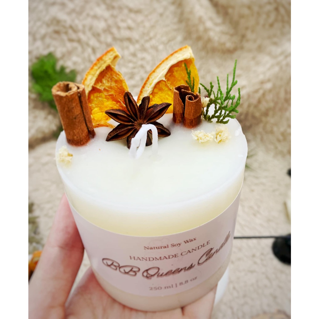 Quà tặng Nến thơm Decor  250gr  kèm gấu Teddy và hoa mini hương 4 mùa _ Gói set quà tặng như hình