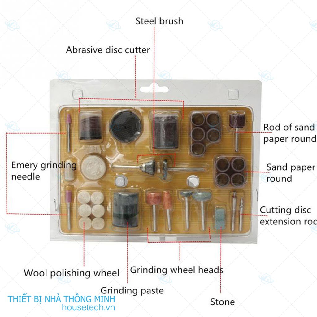 Bộ phụ kiện máy mài khắc mini 105 chi tiết