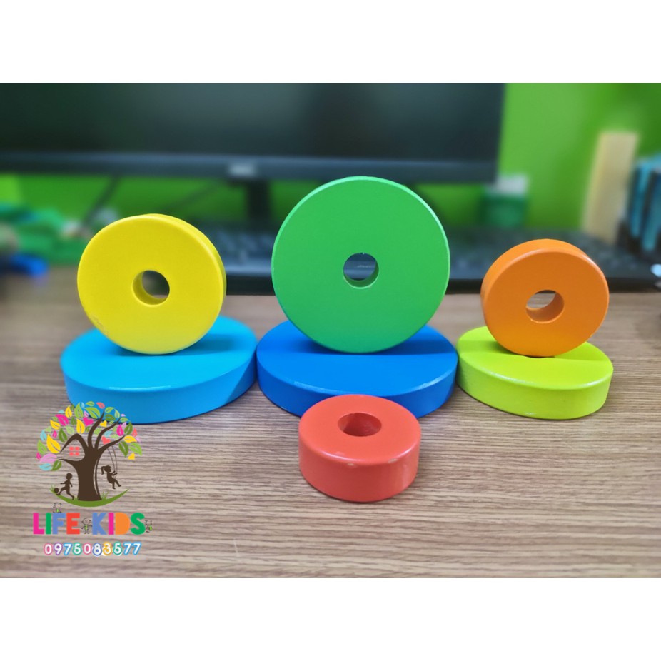 Đồ chơi gỗ - Bộ xếp hình tháp tròn bằng gỗ