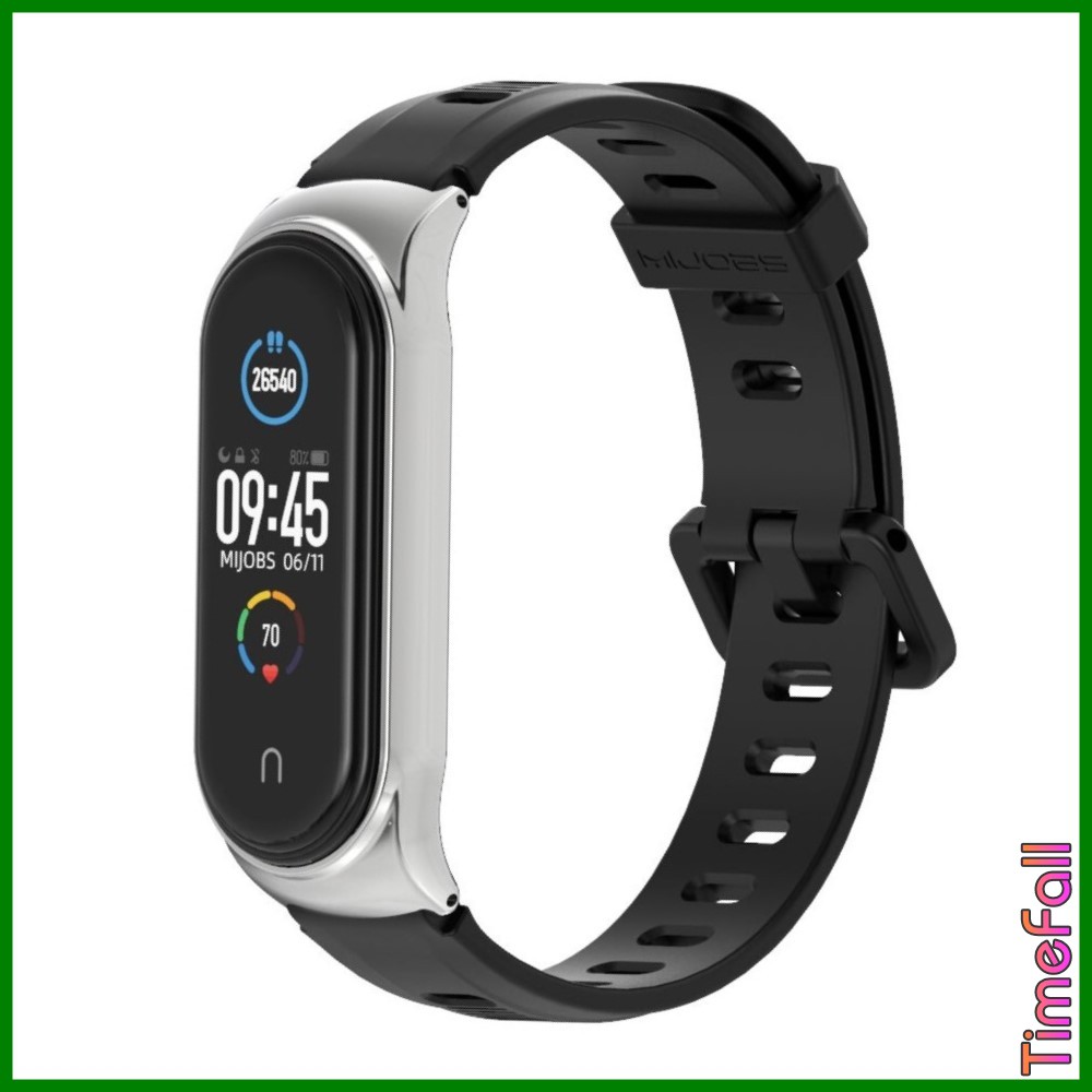 Dây đeo silicon mặt kim loại CS Miband 4, miband 3 chính hãng MIJOBS, dây đeo thay thế Mi Band 4, Mi band 3 MIJOBS