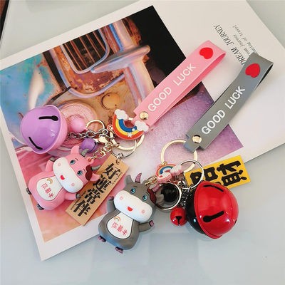 Cá tính Net Màu Đỏ ins Keychain phước lành thẻ may mắn thường với may mắn dễ thương Keychain Mặt dây chuyền nữ sáng tạo 