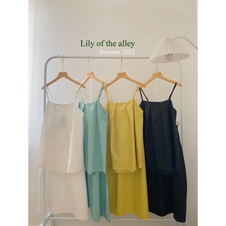 Set áo 2 dây chân váy midi vải thô