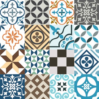 Decal gạch bông - set 48 ô 15x15 - KT 60x180cm - Ms: KT02-18