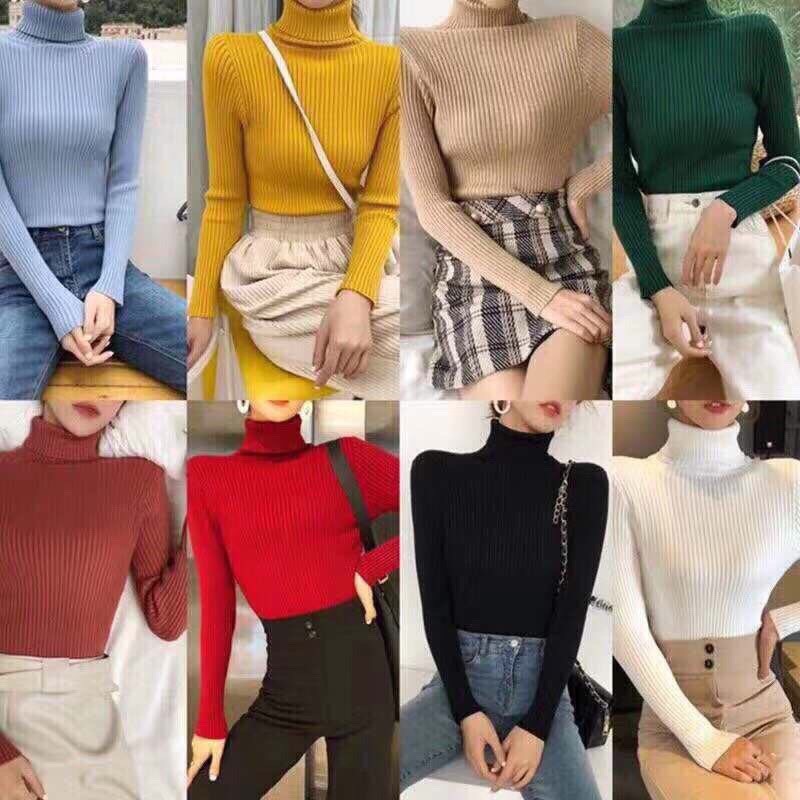 ✔️BÁN BUÔN - Áo len tăm cổ lọ ôm dáng( hàng quảng châu)