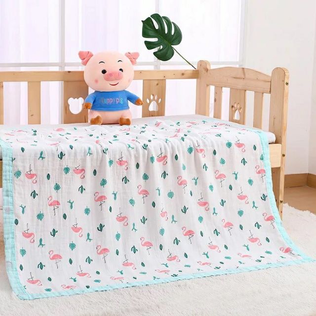 Chăn xô sợi tre 4 lớp bo viền xuất Nhật 110x120cm