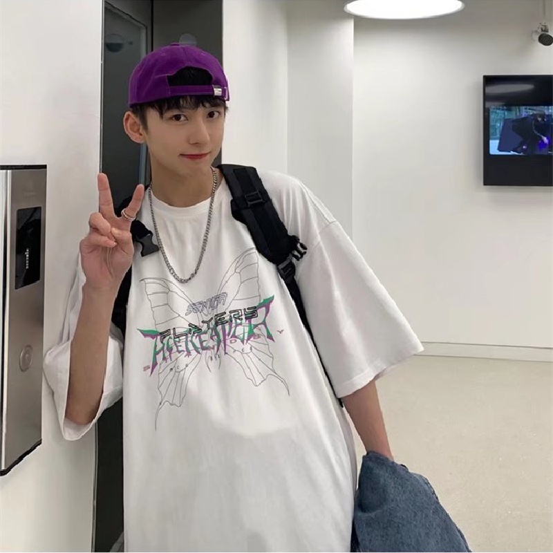 Áo Thun Tay Ngắn Dáng Rộng In Chữ Thời Trang Mùa Hè Cho Nam Size M-5XL