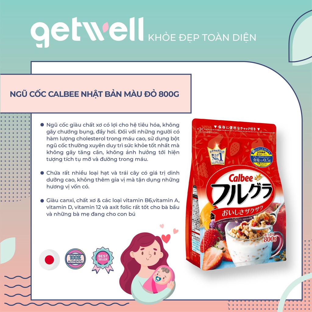 NGŨ CỐC CALBEE MÀU ĐỎ 800G