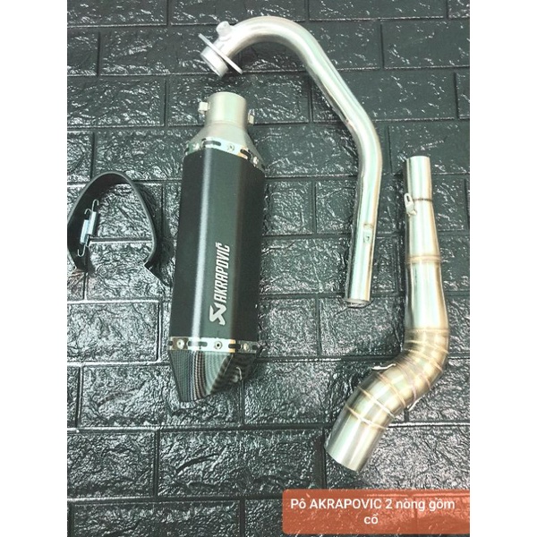 Pô akrapovic 2 ống xả gồm cổ gắn Winer iner Sonic Ex150 Ex155 Raider Satria GSX