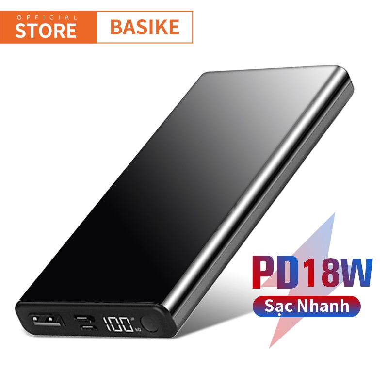 Sạc dự phòng 10000mAh PD 18W BASIKE USB-C Sạc Nhanh cho iPhone Huawei Samsung Oppo ViVo