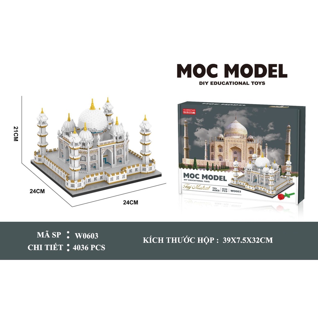 ĐỒ CHƠI XẾP HÌNH LẮP RÁP Mô Hình KIẾN TRÚC KỲ QUAN THẾ GIỚI ĐỀN MỘ TAJ MAHAL ẤN ĐỘ