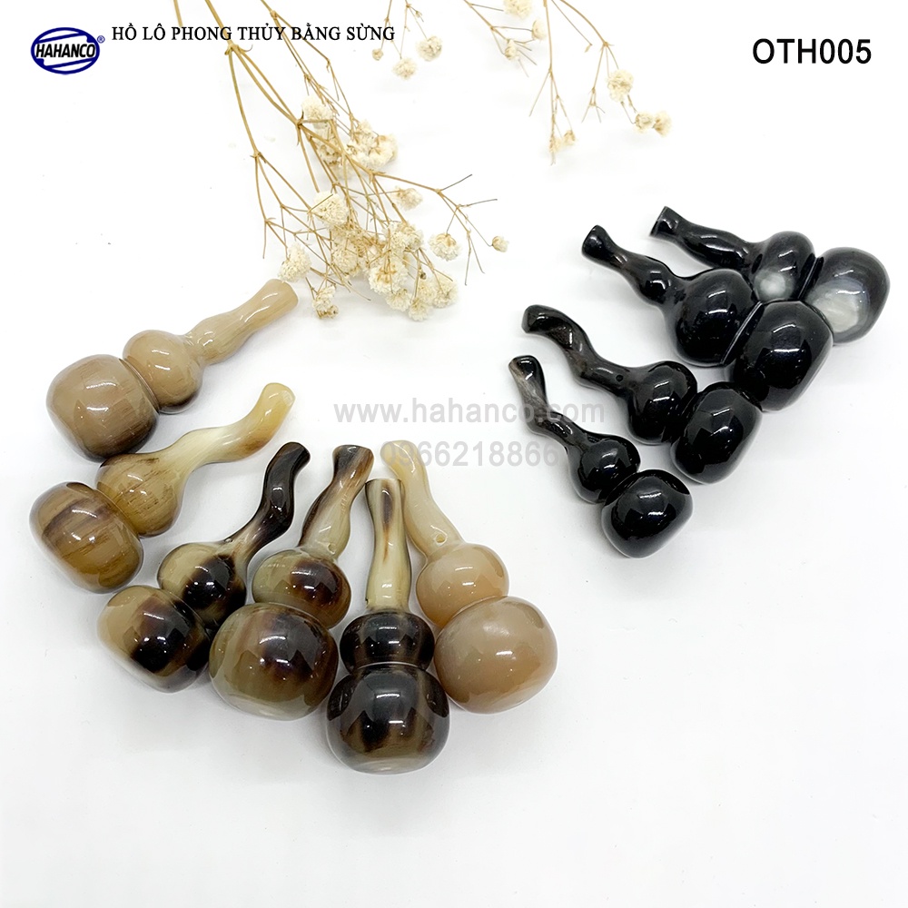 Hồ Lô Phong Thuỷ Bằng Sừng HAHANCO Khánh Treo Ô Tô/ Móc Khoá Hút Tài lộc- OTH005